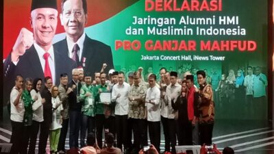 Mahfud MD dan HT Hadiri Deklarasi Dukungan Jaringan Alumni HMI dan Muslimin Indonesia