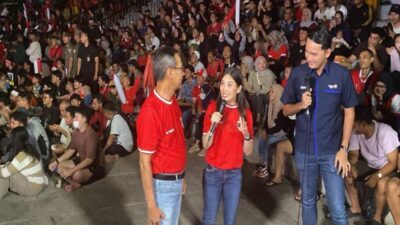 Nobar Piala Asia U-23, Ribuan Pendukung Timnas Sambut Kedatangan Angela Tanoesoedibjo